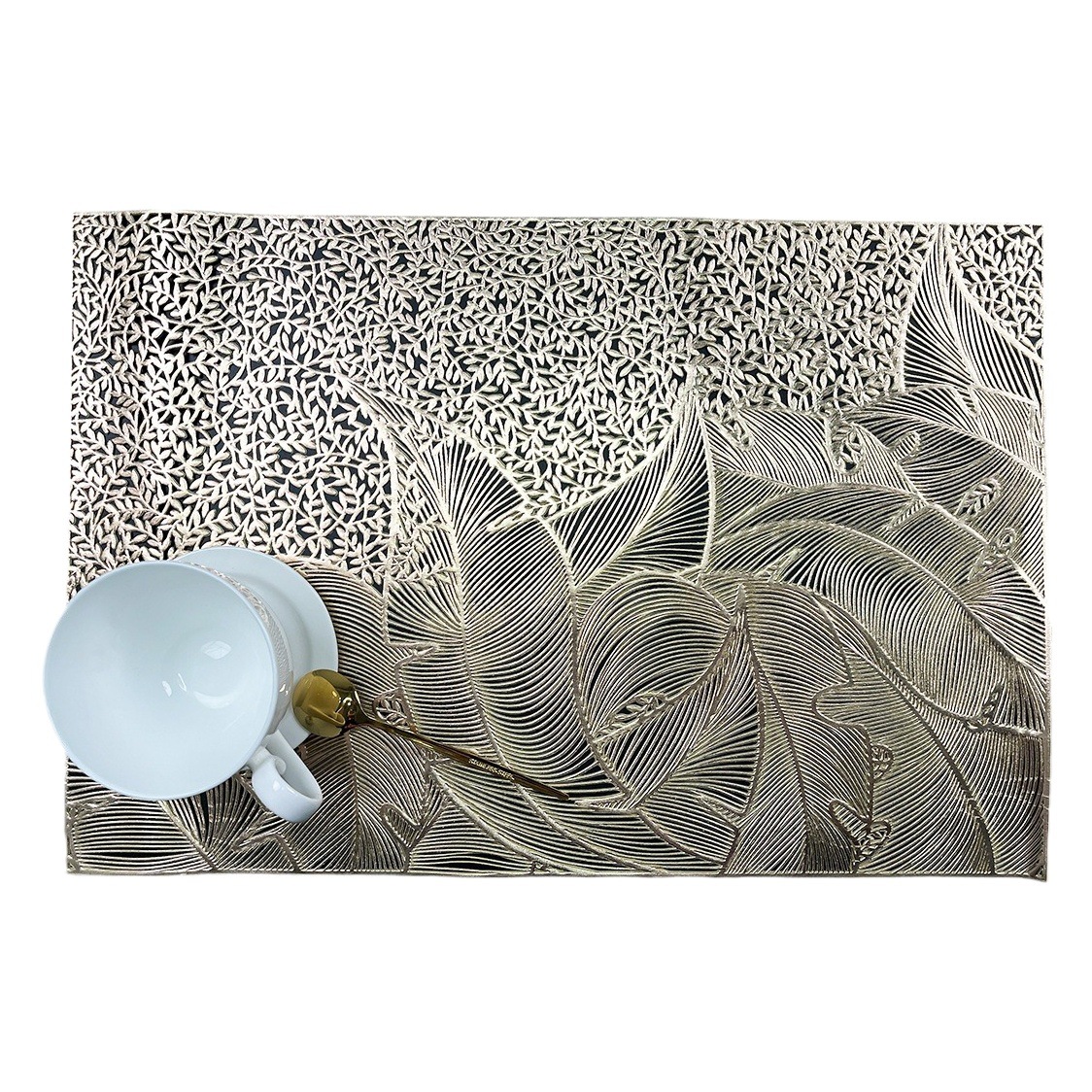 Hoja hueco almohadilla de mesa PVC almohadilla de mesa nórdica aislamiento térmico almohadilla de mesa de oro almohadilla de mesa de taza europea almohadilla de mesa occidental