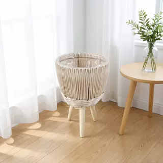Cesta de Flores Decorativa Tejida a Mano de Cuerda de Papel para Sala de Estar y Oficina image 46