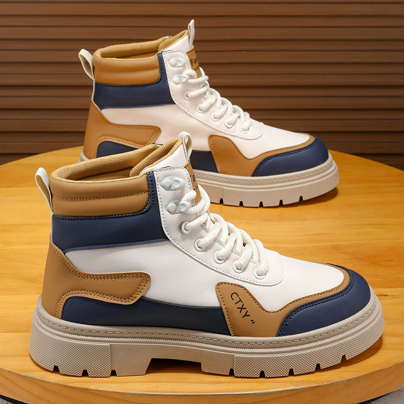 Botas Martin para hombre 2026 nueva primavera alta parte superior gruesa aumento de estilo británico botas de trabajo para hombre locomotora zapatos de moda casuales