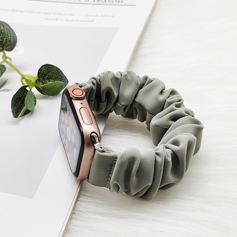 Adecuado para iwatch Correa femenina al por mayor Apple moda retro color sólido roto tarjeta tela 20mm banda de pelo Correa