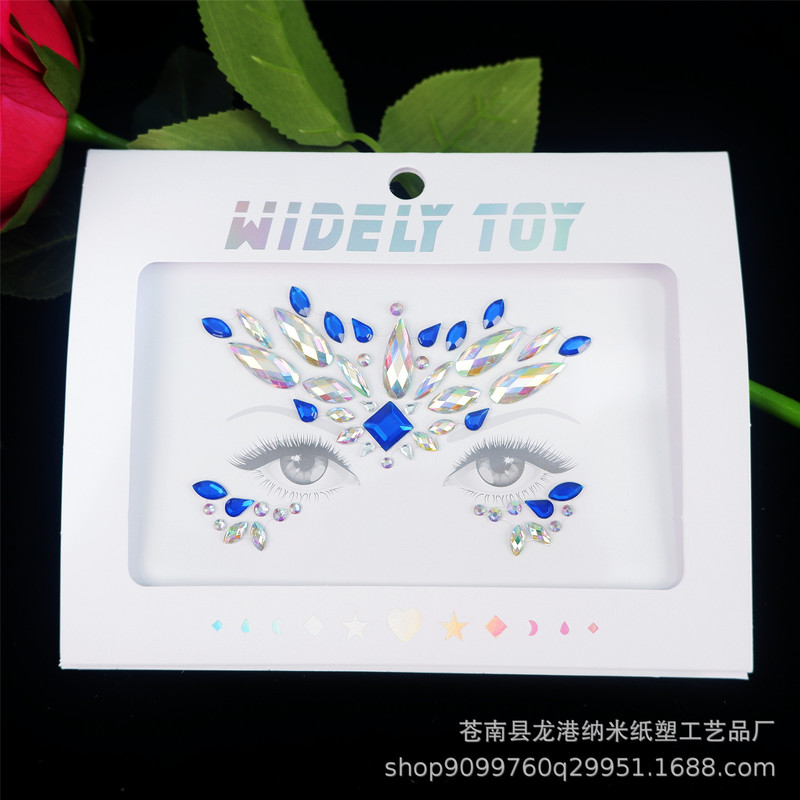 New European and American Face Sticker Face Diamond Sticker Tattoo Sticker Resin Acrylic Diamond Sticker Cross-border Crystal Diamond Sticker Eyebrow Sticker