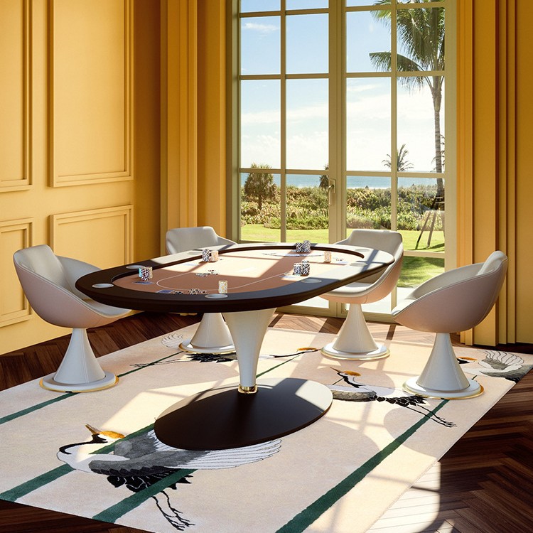 Texas Poker Table Oval High-end Entertainment Club Club Mesa de seis posiciones Sala de ajedrez Ventas directas de fábrica