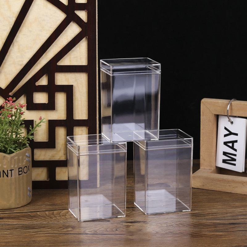 Caja rectangular de plástico transparente de alta calidad alimentaria PS caramelo galleta caramelo embalaje Lego caja de presentación a prueba de polvo