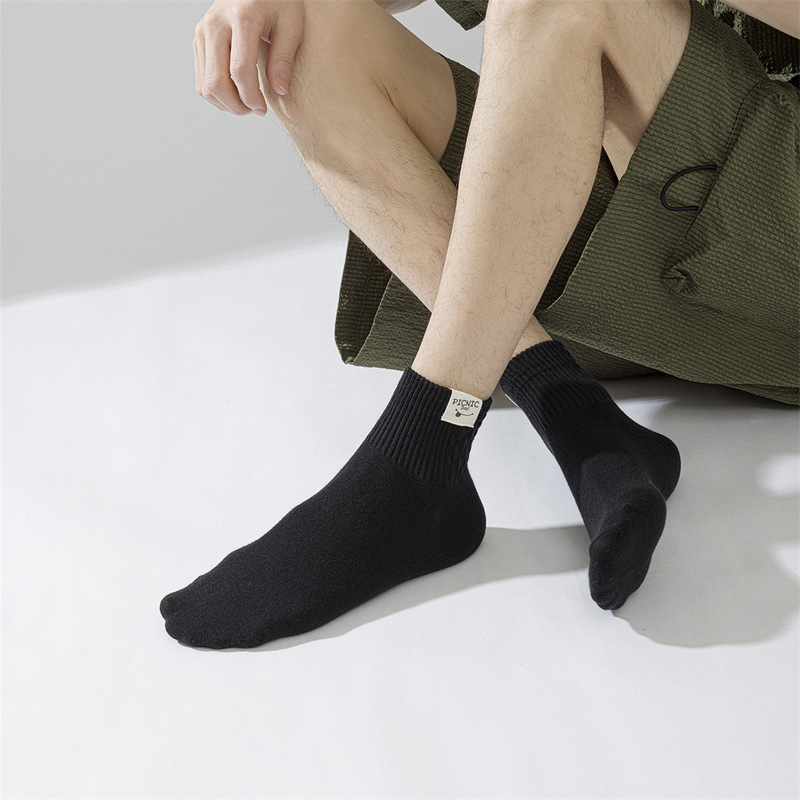 Men's Cloth Label Smiley White Mesh Socks Short Socks Cotton Sweat Absorbing Breathable Sports Solid Color Low-side Spring and Autumn Short Tube Men's Cloth Label Smiley White Mesh Socks Short Socks Cotton Sweat Absorbing Breathable Sports Solid Color Low-side Spring and Autumn Short Tube