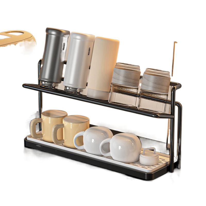 Porta tazas, bandeja de drenaje de doble capa, mesa de comedor de cocina, taza de vidrio, taza de té, taza de café, almacenamiento