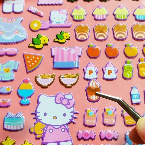 New No-Cut Cutie Pop Puchi Quiet Book DIY Sanrio Mello Ti No Cutting Craft Sticker Book