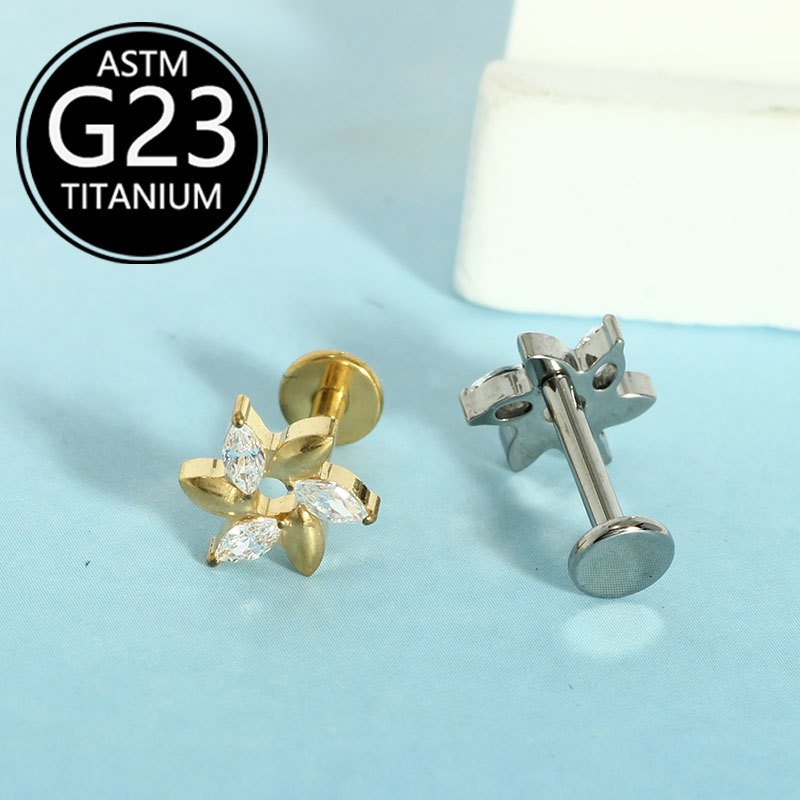 Labret piercing jewelry detail image