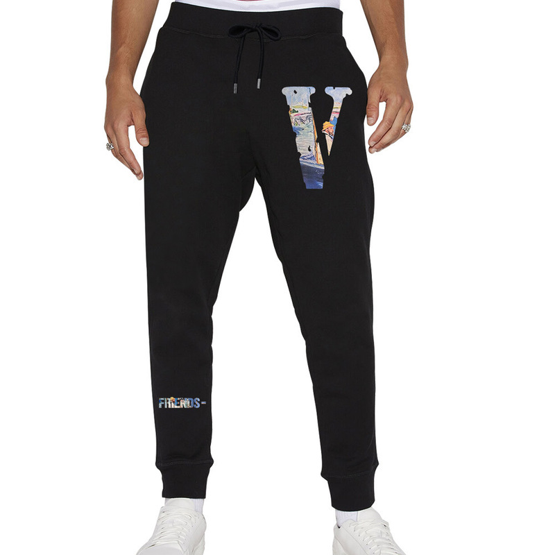 European and American Trendy Brand Vl Sweatpants with Large V Personalized Print Friends Hip-Hop Style Slim-Fit All-Cotton Couple's Sweatpants European and American Trendy Brand Vl Sweatpants with Large V Personalized Print Friends Hip-Hop Style Slim-Fit All-Cotton Couple's Sweatpants