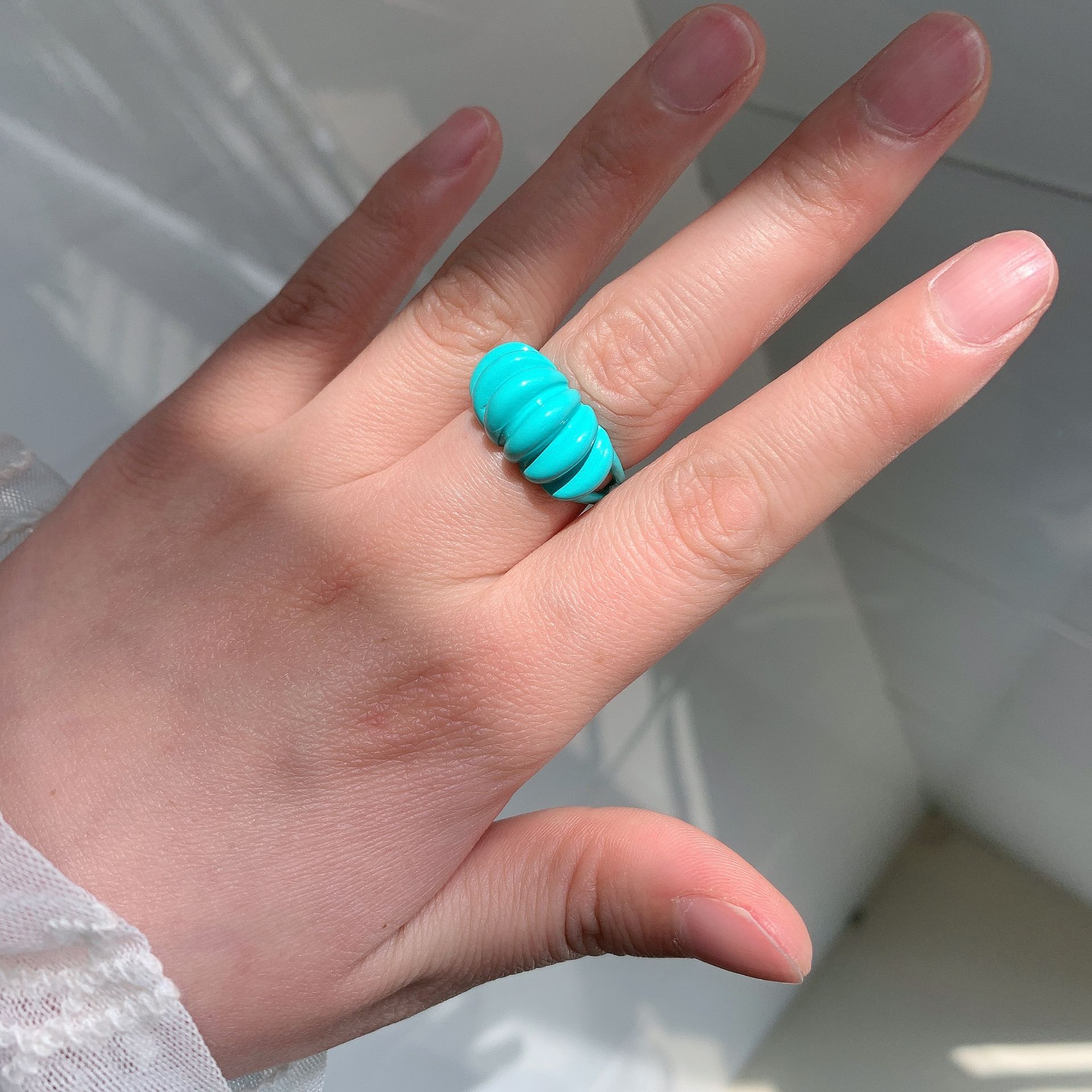 simple geometry alloy spray paint ring