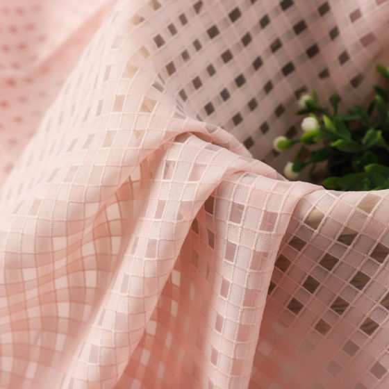 Organza Tian Zi Plaid dress Fabric Factory Micro-elastic Light Small Plaid Yarn Chiffon Fabric Wholesale