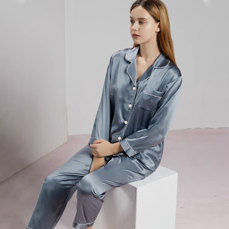 Ice Silk Home Clothes Can Be Worn Outside, Silky and High-End Pajamas, Women's Long-Sleeved Trousers, Korean Style Normcore Style Outer Wear Suit Ice Silk Home Clothes Can Be Worn Outside, Silky and High-End Pajamas, Women's Long-Sleeved Trousers, Korean Style Normcore Style Outer Wear Suit