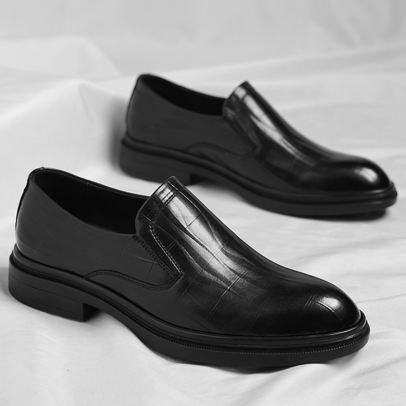 Men's Leather Slip-on Formal Shoes For Office And Commuting_voghion.com