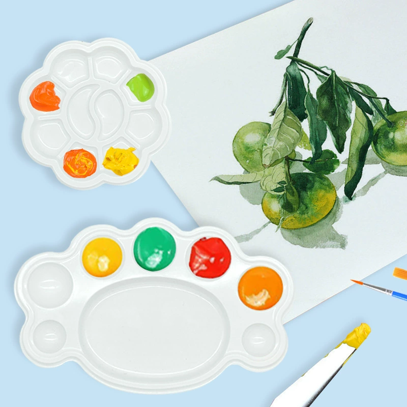 Детская роспись изобразительного искусства палитра в форме сливы одноразовая маленькая сливовая цветочная палитра