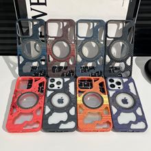 碳纤维骷髅头适用iPhone17苹果16promax手机壳镂空13磨砂14外贸硬