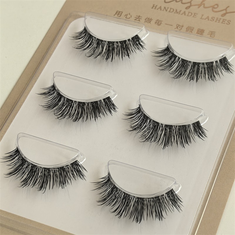 Ai Mo Pestañas postizas nuevas europeas y americanas, simulación gruesa, rizada, pelaje de varios niveles, tallo 3d esponjoso, hilo de seda fino, tallo transparente