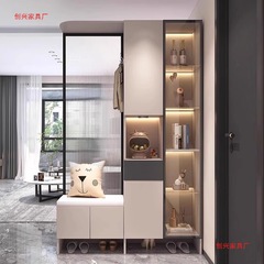 玄関キャビネット、玄関ドア、靴キャビネット、一体型壁掛けスツール、リビングルームワインキャビネット、シンプルモダンなガラススクリーンパーティションキャビネット