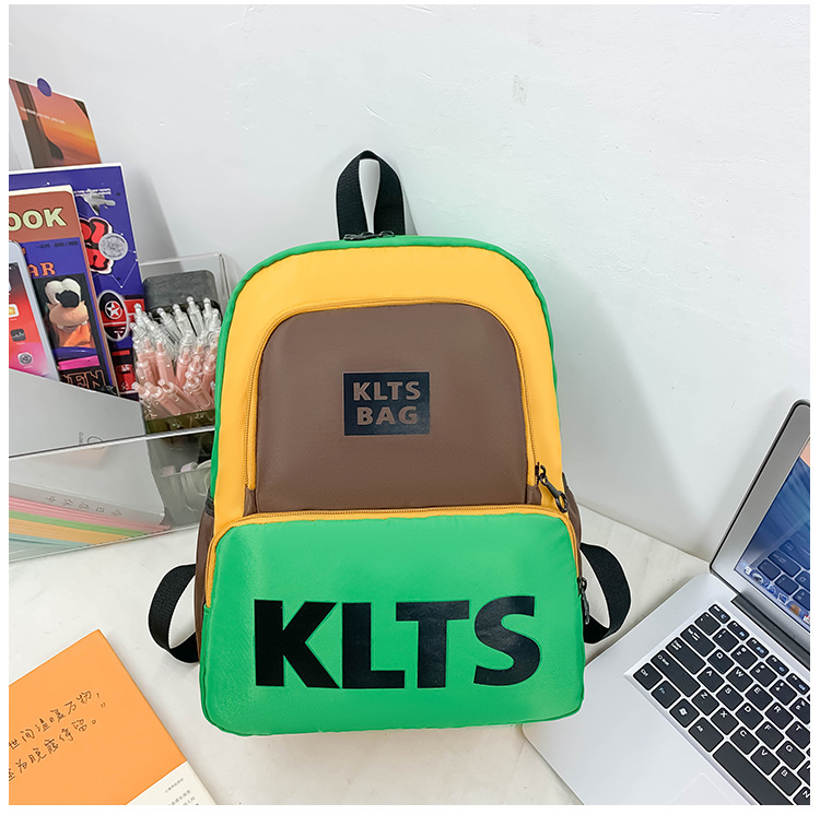 Letter Color Block Casual School Daily Kids Backpack display picture 4