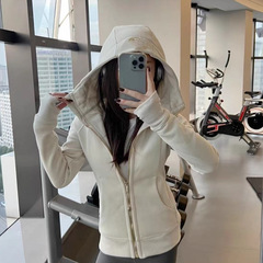 现货lulu卫衣修身连帽运动上衣长袖拉链外套春秋新款女时尚百搭