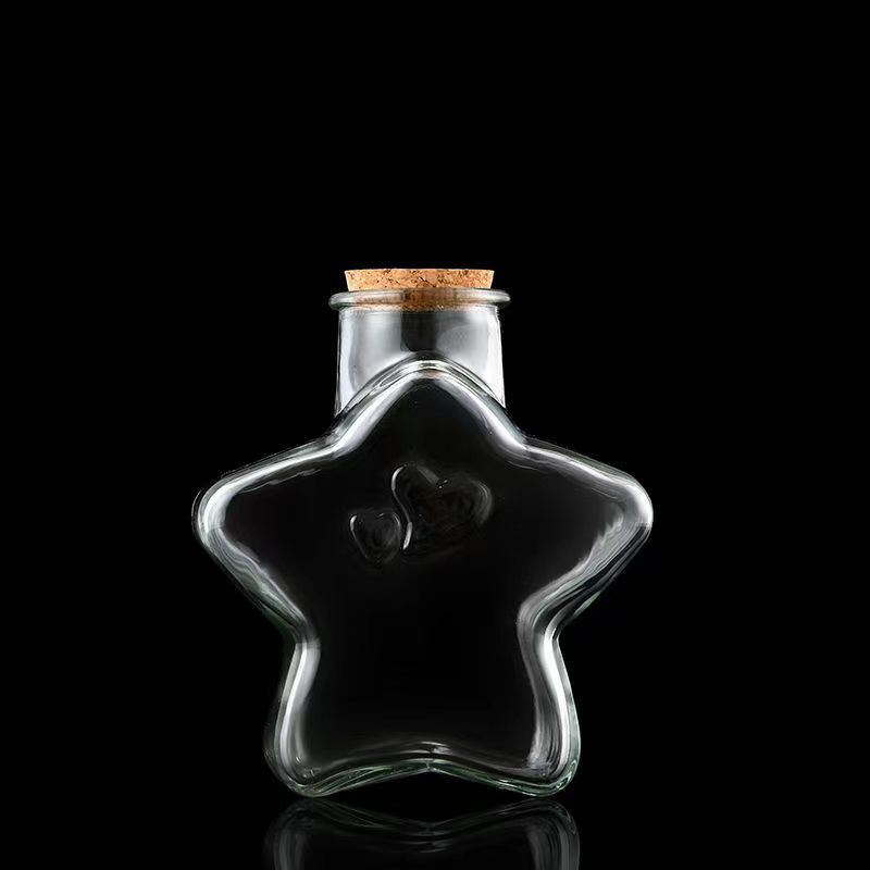 Botella de vidrio de deseo tapones de madera botella grande deseo flotante botella de estrella de suerte origami de alto valor de belleza pequeña botella vacía adornos