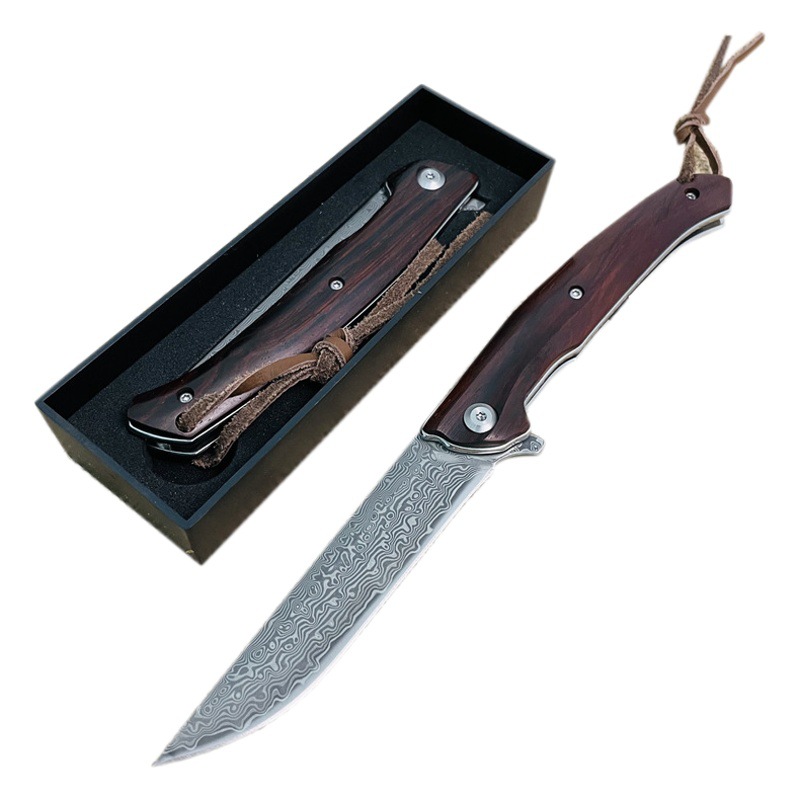 Damasco de acero VG10 cuchillo de carne de mano cuchillo afilado portátil al aire libre cuchillo multifunción cuchillo de fruta