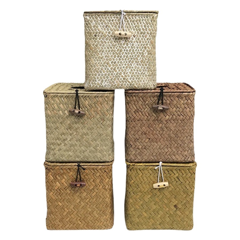 Creative Straw-Woven Square Tissue Box for Living Room and Dining Room, Simple Home Decor