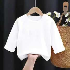 男女童纯色t恤长袖上衣打底衫光板中大童圆领上衣休闲运动圆领T恤