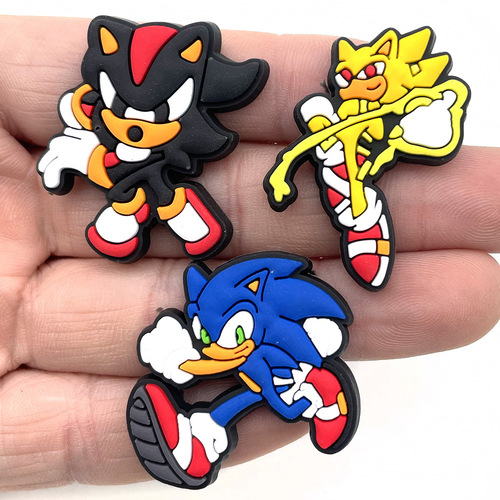 Sonic the Hedgehog Sonic Croc Shoes Flower Shoe Buckle PVC Soft Rubber Croc Shoes Flower Shoe Buckle Shoe Accessories