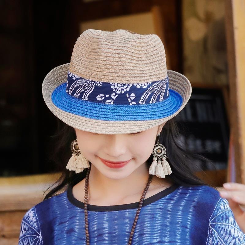 Literature and ethnic style spring and summer new big eaves straw…