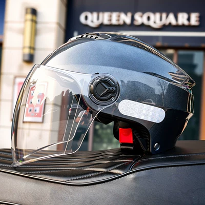 New National Standard Safety Helmet for Electric Motorcycles, Suitable for All Seasons, Men's Summer Sun Protection, Electric Scooter Helmet for Women (Motosiklet kaskı (dəbilqə)) - titanium-gray-double-mirror-transparent-mirror-main-picture-one-size-fits-all