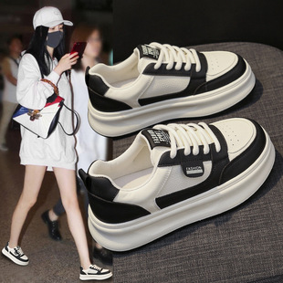 Korean Style Platform White Shoes Women's Autumn 2024 New Arrival Fashionable All-Match Flat Casual Sneakers