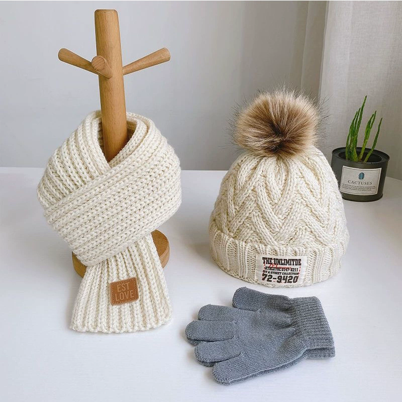 Детская шапка теплая осенне-зимняя шерстяная Милая бейсболка для защиты ушей на флисовой подкладке для мальчиков и девочек вязаная шерстяная холодная шапка