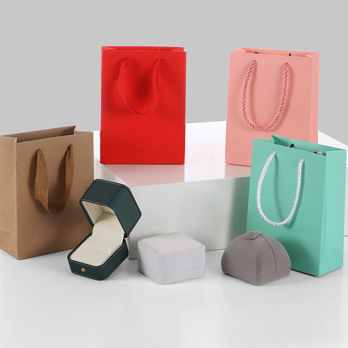 White card kraft paper bag hand bag thickened cosmetics jewelry shopping accessories gift jewelry packaging hand bag