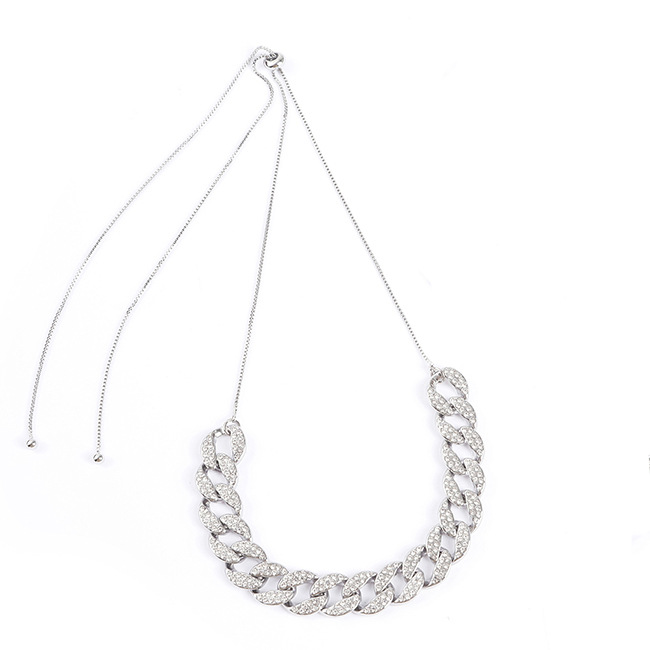 Joyería transfronteriza europea y americana elegante rhinestone cubano hebilla Collar para mujer dulce fresco apilado mariposa colgante collar