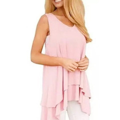 2023 New Arrival Amazon & Wish: European & American Style Sleeveless Tank Top, Double-Layer Casual Shirt, Cinched Waist Design – European & American Look