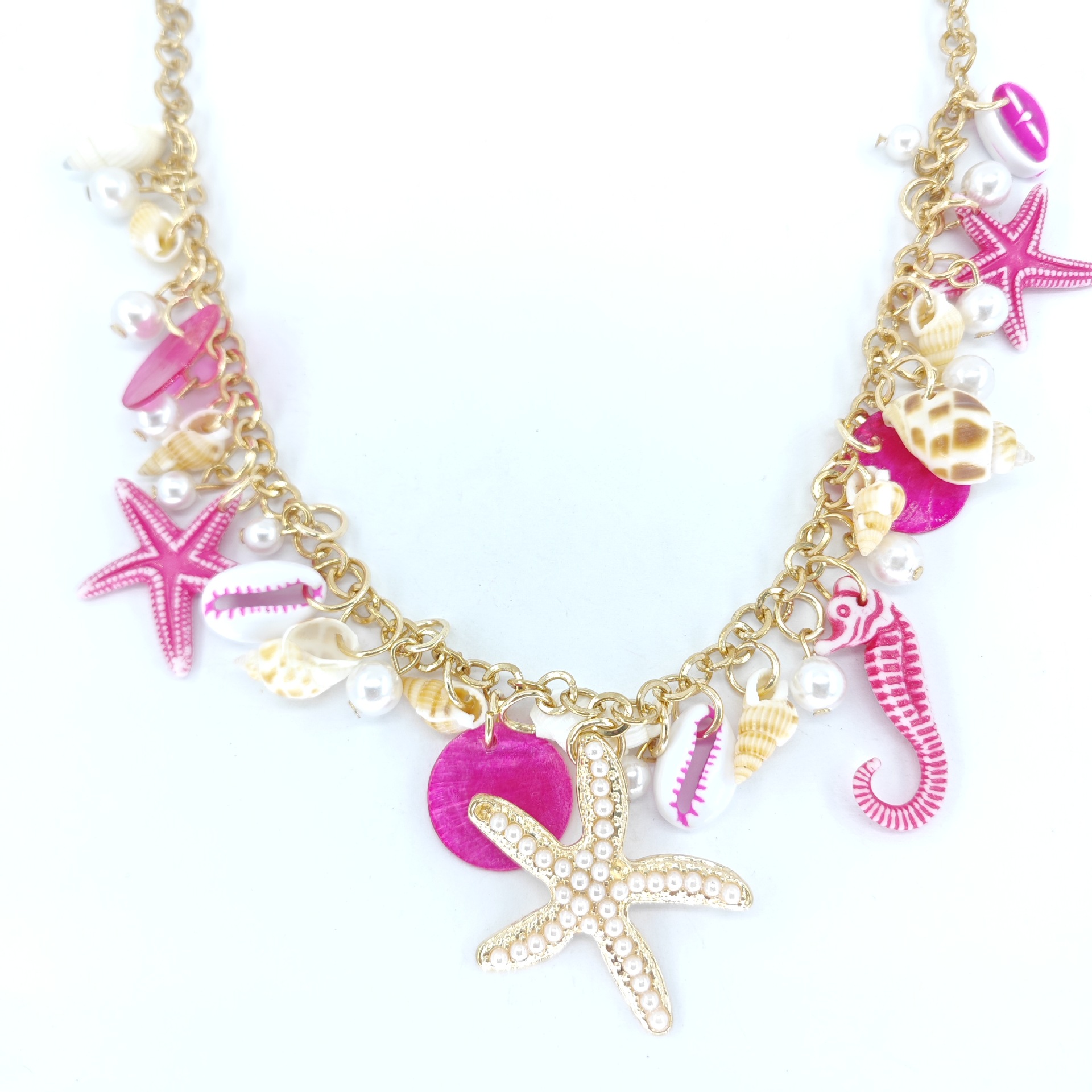 IG Style Beach Starfish Pearl Shell Metal Wholesale Pendant Necklace display picture 1