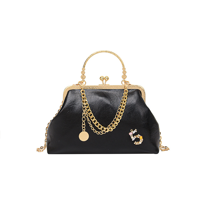 Dames 2023 nieuwe gouden mondtas Trendy modeketen één schouder handtas dinertas_voghion.com