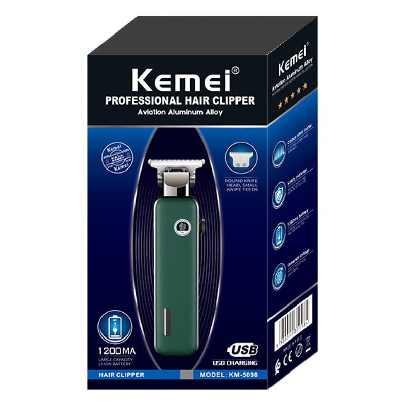 Kemei cortapelos eléctrico KM-5098 luminoso LOGO de alta potencia Mute cabeza de aceite talla Clipper USB profesional cortapelos