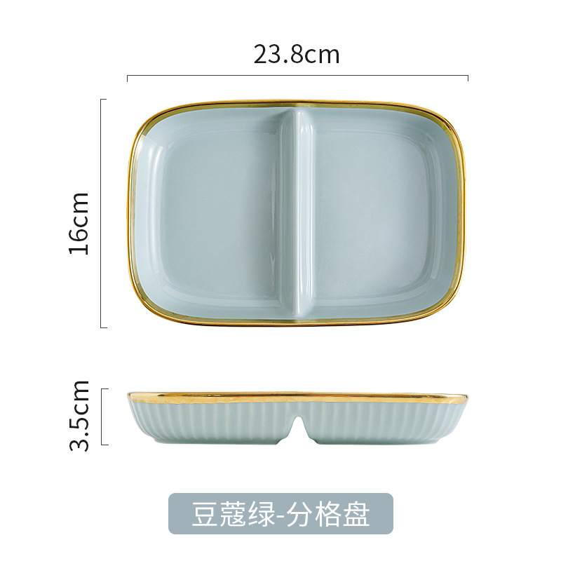 Plato de cena dividido plato de fruta ins estilo separado bandeja de cerámica hogar internet celebridad plato desayuno plato una persona comida vajilla