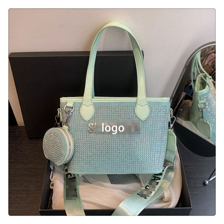 Bolso de letras de diamantes de imitación transfronterizos diseño de nicho femenino moda simple portátil popular 2025 nueva textura bolsa de mensajero