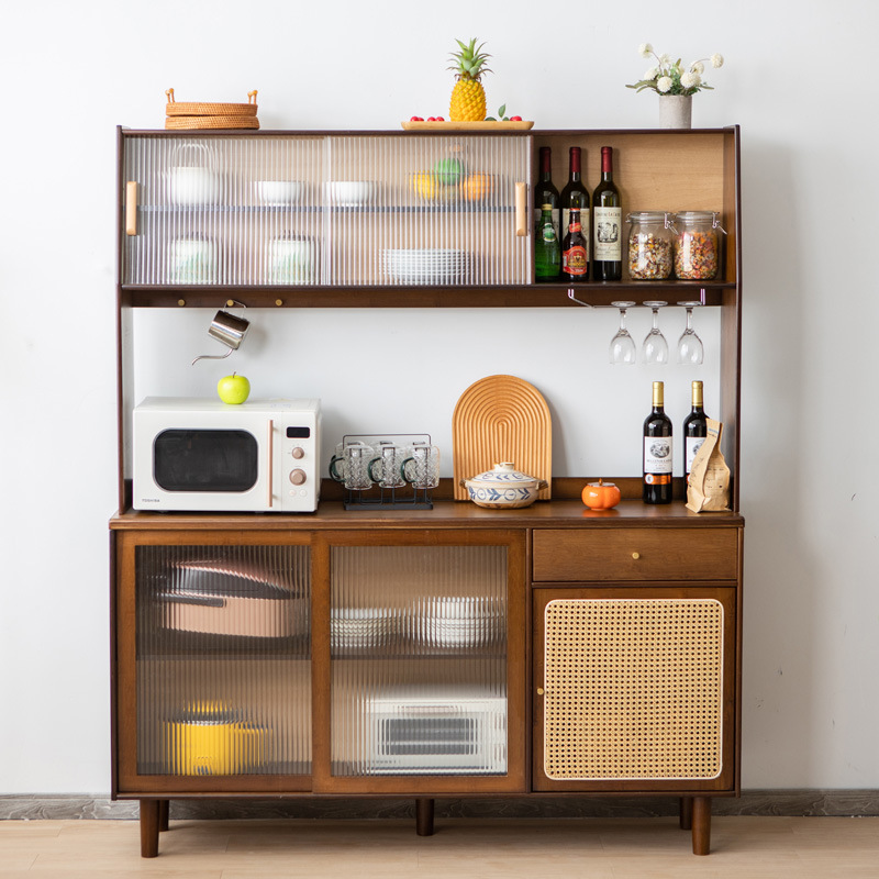 Gabinete lateral nórdico gabinete alto armario de cocina simple gabinete de Casa gabinete de ratán japonés puerta de vidrio gabinete de almacenamiento