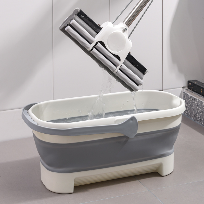 Foldable mop bucket rectangular mop bucket washing mop flat mop basin large mop bucket car wash bucket