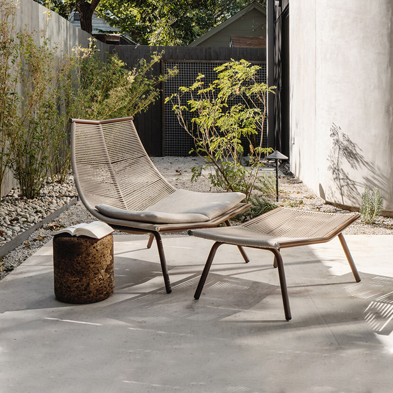 Sofá de exterior, silla de jardín de ratán, silla mecedora impermeable y resistente al sol, silla de ratán para ocio al aire libre en el balcón, muebles de exterior.