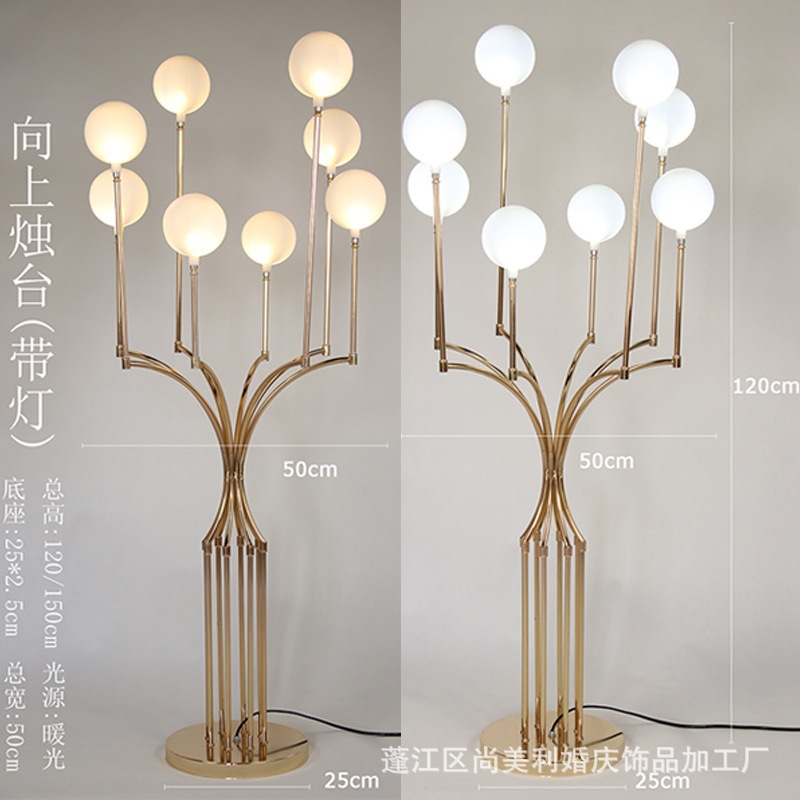 Decoración de candelabro de galvanoplastia de hierro forjado decoración hueca de boda hotel al aire libre decoración de escenario de flores de mesa de boda