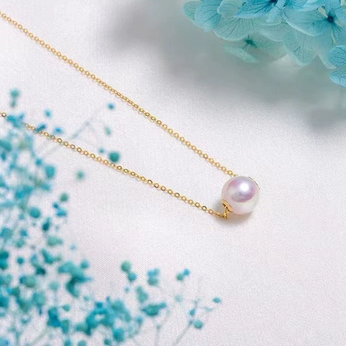 18-каратное золотое ожерелье с подвеской из натурального пресноводного жемчуга Au750, жемчужные бусины для создания украшений, оптовая партия напрямую от производителя