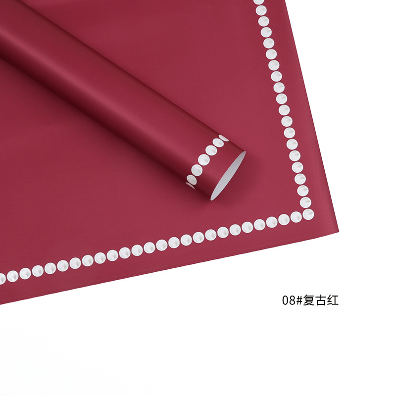 Huaxi fábrica de perlas de palma al por mayor de papel elegante puntos alrededor del borde impermeable perla envoltura material de embalaje de flores de papel