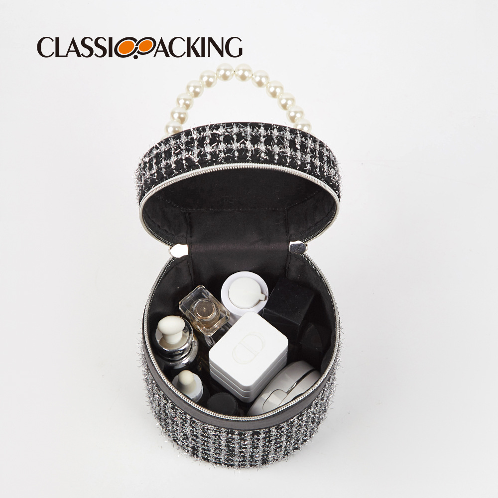Estilo coreano estilo Chanel bolsa de cosméticos fábrica al por mayor cilindro bolsa de almacenamiento cosmético portátil impermeable bolsa de cosméticos portátil