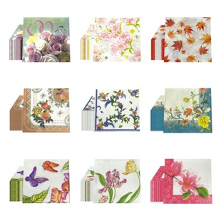 Ready Stock Wholesale Colorful Flower Pattern Napkins Suitable for Party Party Hotel Restaurant Paper