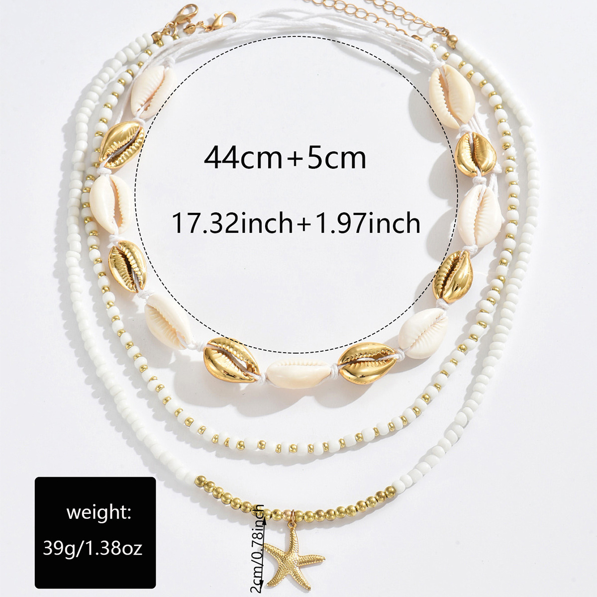 Bohemian Layered Necklace White Rice Bead Ocean Beach Style Jewelry_voghion.com