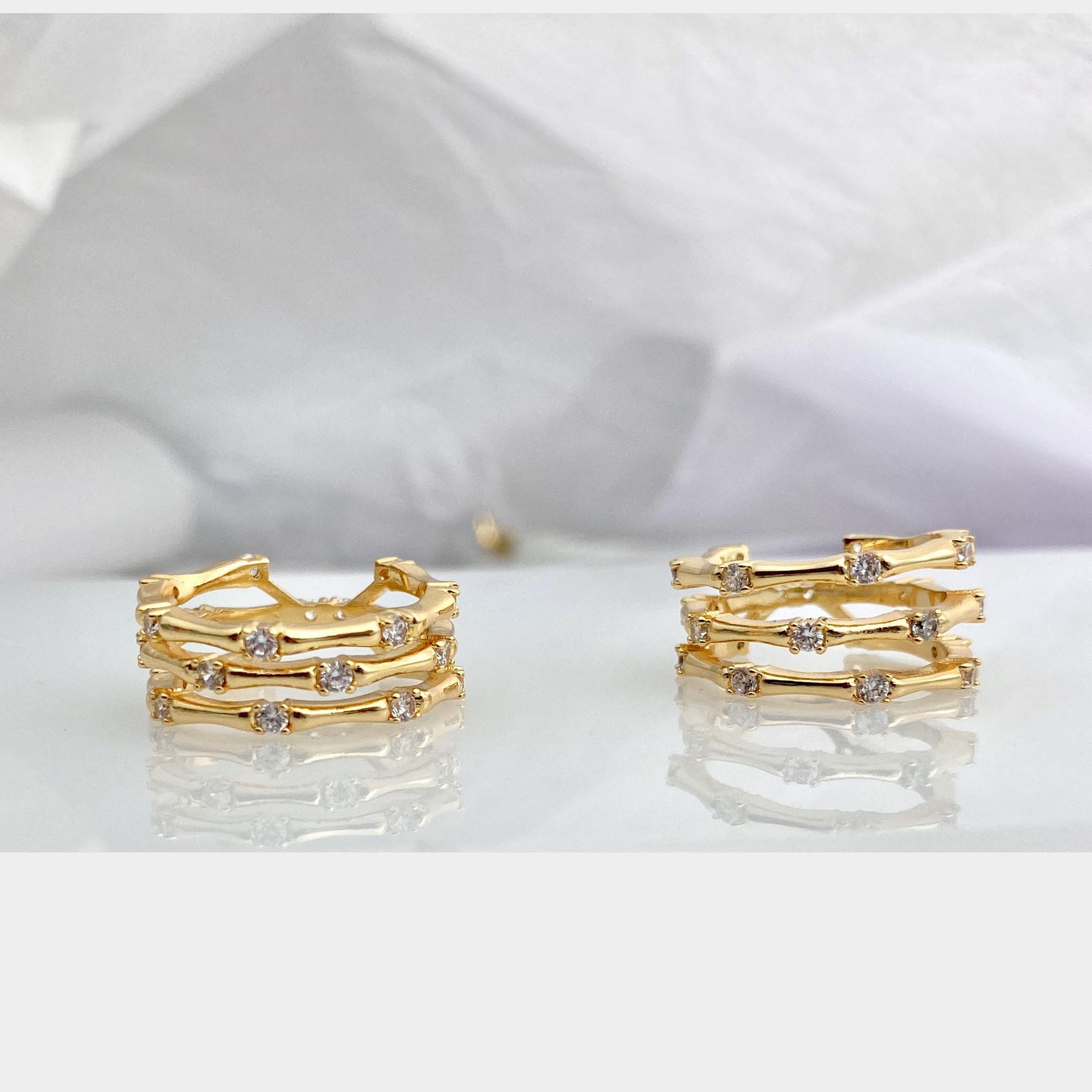 Fashion Geometric Copper Plating Zircon Open Ring