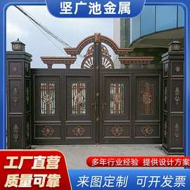 铝合金别墅庭院门平开别墅花园大门折叠铝艺大门高端欧式铝艺大门
